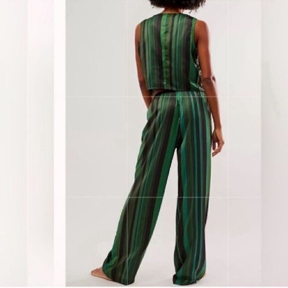 Plush Revolve Striped Green & Black Pants Vest Set(Size Small) - Picture 2 of 8